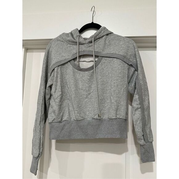 hooded‎ cropped cutout workout sweatshirt size small - Picture 1 of 4